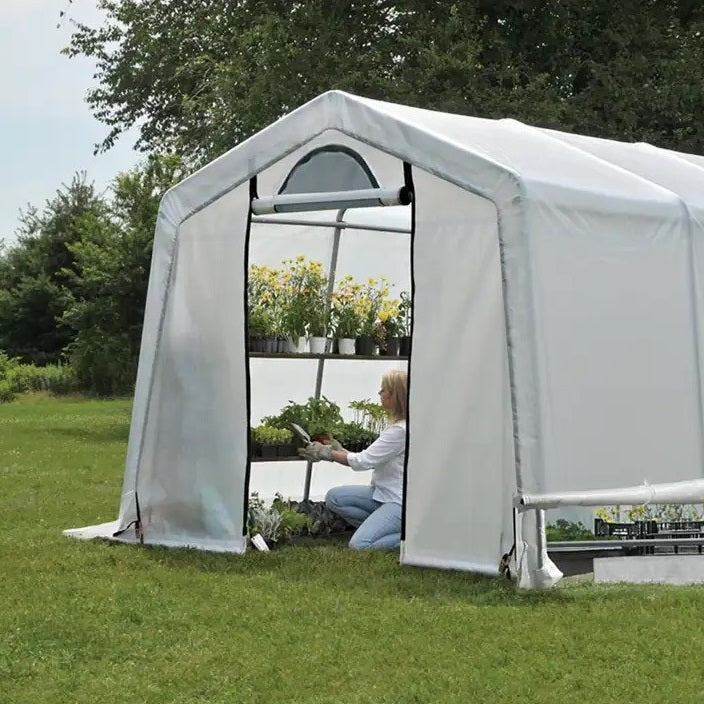 ShelterLogic GrowIT Peak Style DIY Greenhouse Kit 10 x 20 ft. with Triple Layer Translucent Polyethylene Cover and Steel Frame