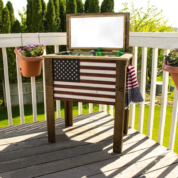 DDI® Backyard Expressions Outdoor Wooden American Flag Cooler