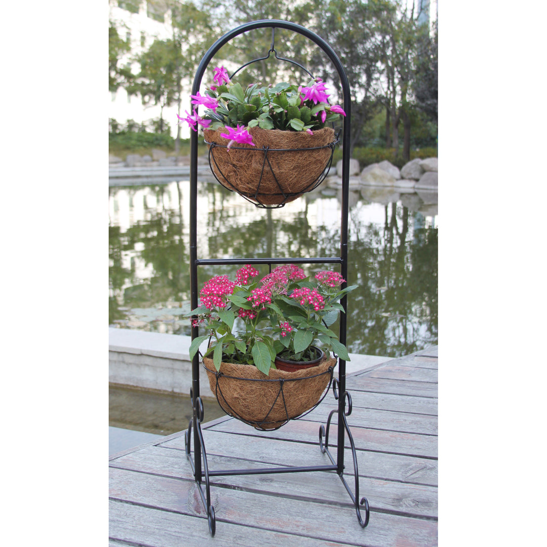 Gardener Select® Black 2-Basket Wire Patio Planter