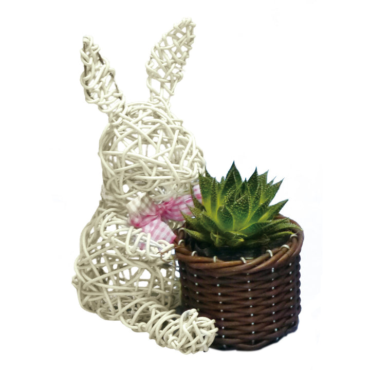 Gardener Select® White Wicker Bunny Topiary