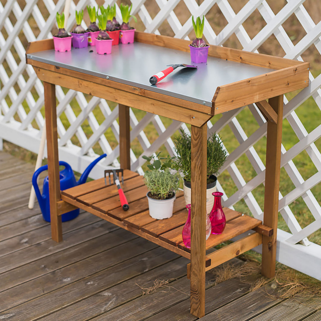 Gardener's Table With Tin Surface