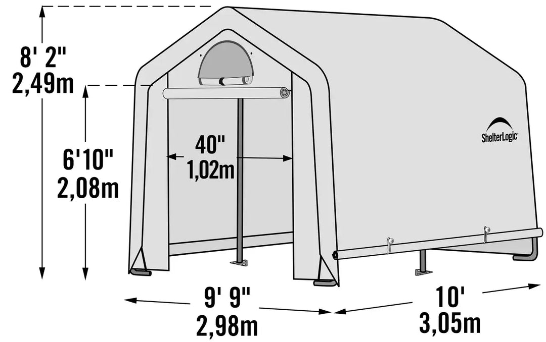 ShelterLogic GrowIT Peak Style DIY Greenhouse Kit 10 x 10 ft. with Triple Layer Translucent Polyethylene Cover and Steel Frame