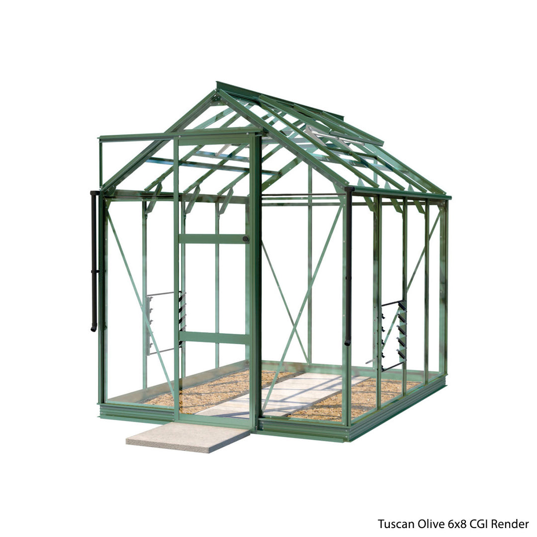 Rhino Premium Greenhouse Kit 6 x 8 ft. with 4mm Toughened Safety Glass Panels and Aluminum Frame