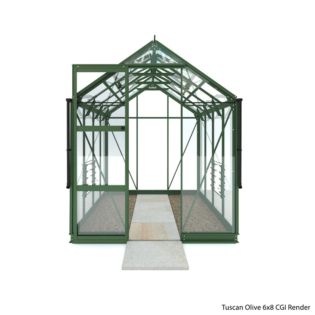 Rhino Premium Greenhouse Kit 6 x 8 ft. with 4mm Toughened Safety Glass Panels and Aluminum Frame