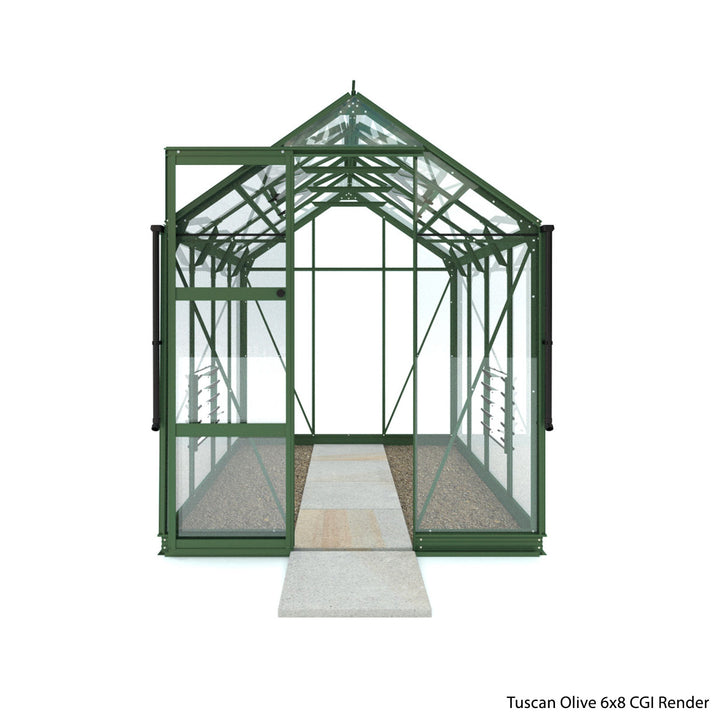 Rhino Premium Greenhouse Kit 6 x 8 ft. with 4mm Toughened Safety Glass Panels and Aluminum Frame