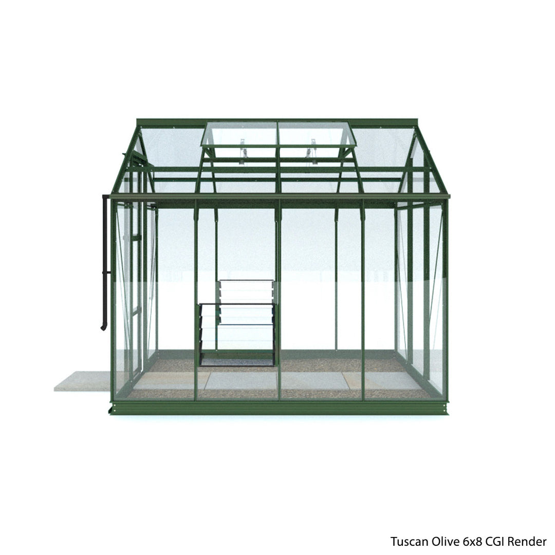 Rhino Premium Greenhouse Kit 6 x 8 ft. with 4mm Toughened Safety Glass Panels and Aluminum Frame