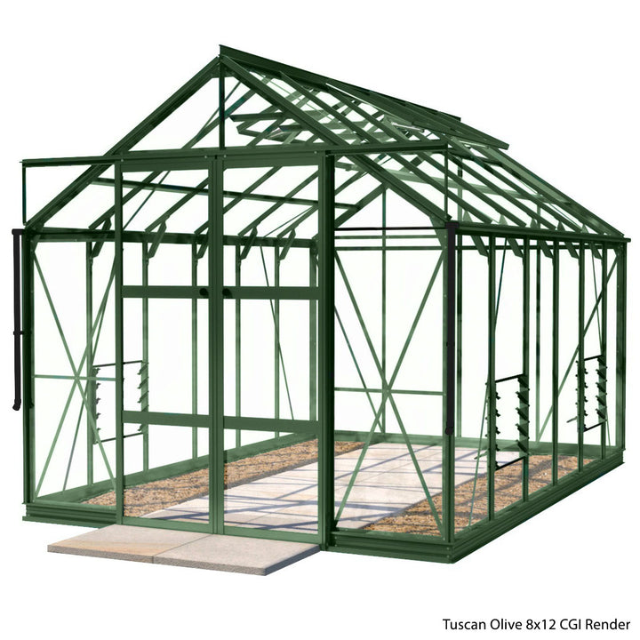 Rhino Premium Greenhouse Kit 8 x 12 ft. with 4mm Toughened Safety Glass and Aluminum Frame