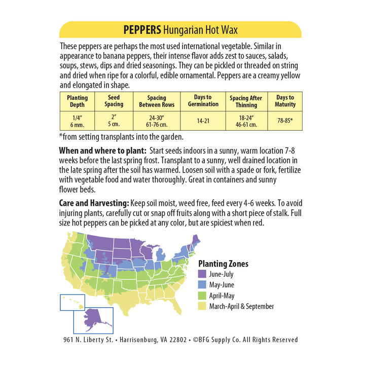 Wetsel Seed™ Pepper Hungarian Hot Wax Seed