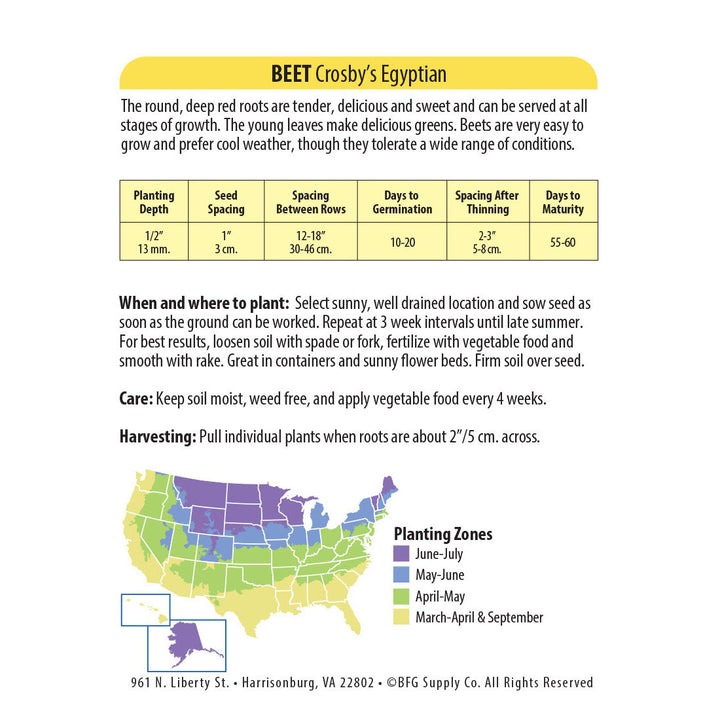 Wetsel Seed™ Crosby's Egyptian Beet Seed