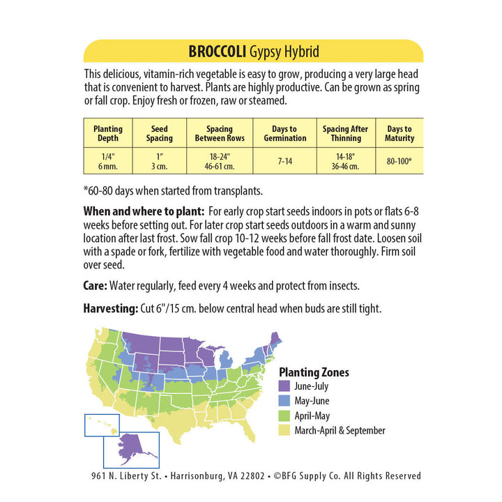 Wetsel Seed™ Hybrid Gypsy Broccoli Seed