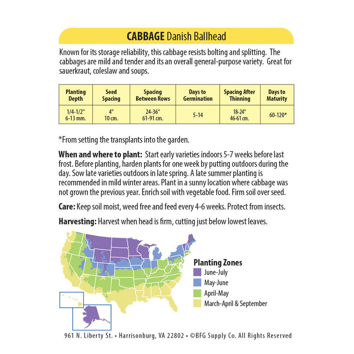 Wetsel Seed™ Danish Ballhead Cabbage Seed