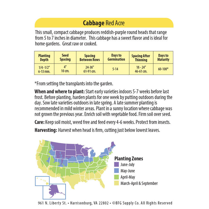 Wetsel Seed™ Red Acre Cabbage Seed