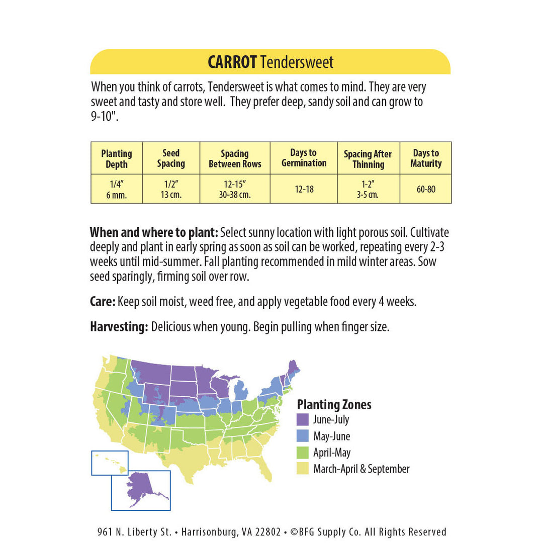 Wetsel Seed™ Carrot Tendersweet Seed