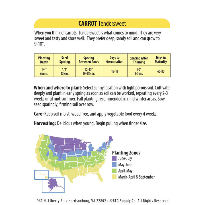 Wetsel Seed™ Carrot Tendersweet Seed