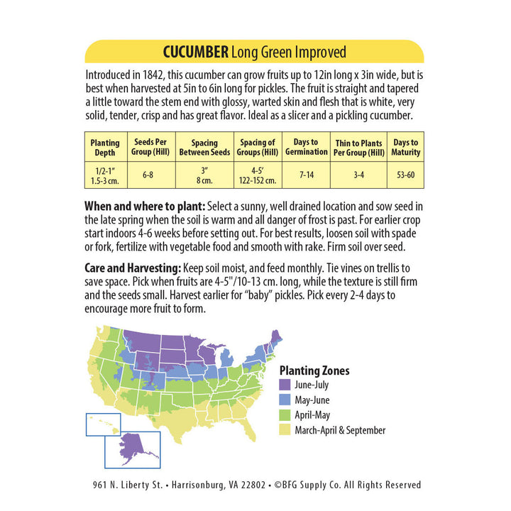 Wetsel Seed™ Cucumber Long Green Improved Seed