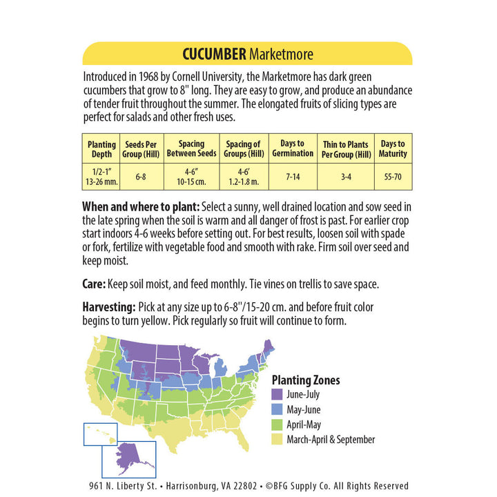 Wetsel Seed™ Cucumber Marketmore Seed