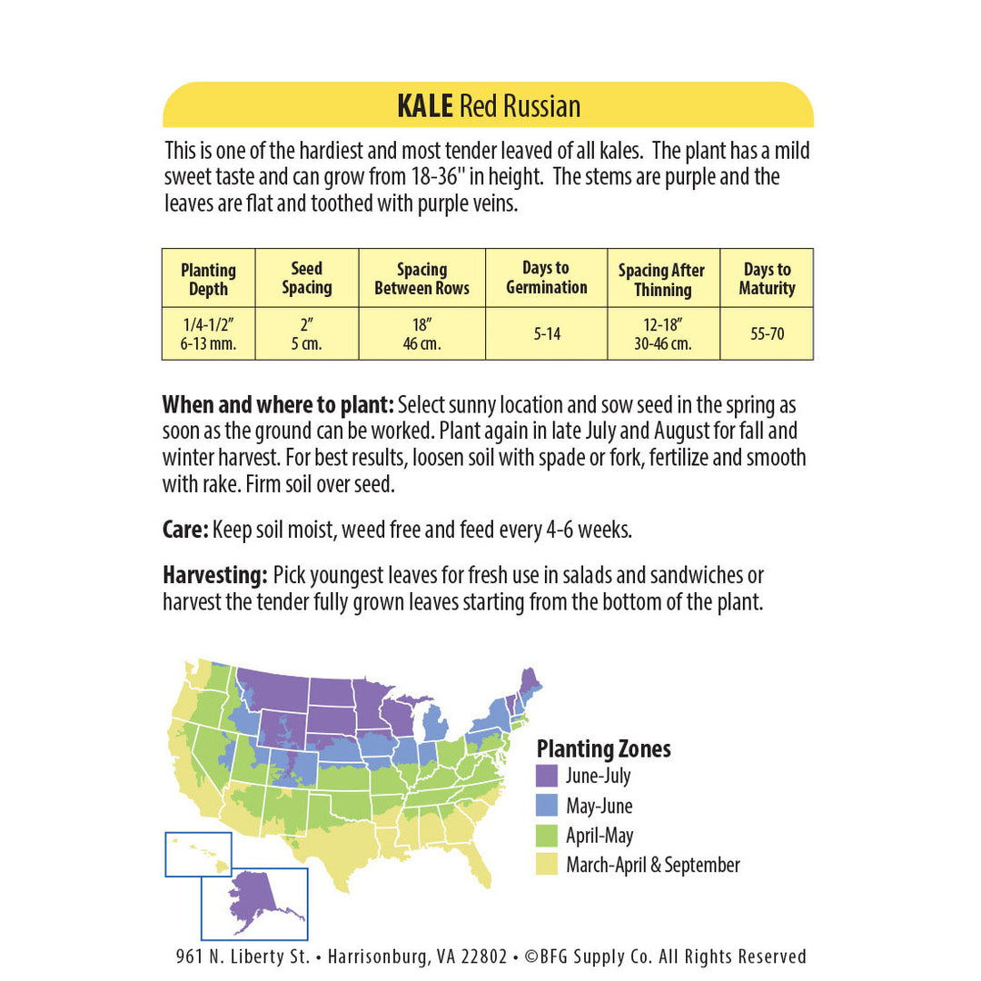 Wetsel Seed™ Organic Red Russian Kale Seed