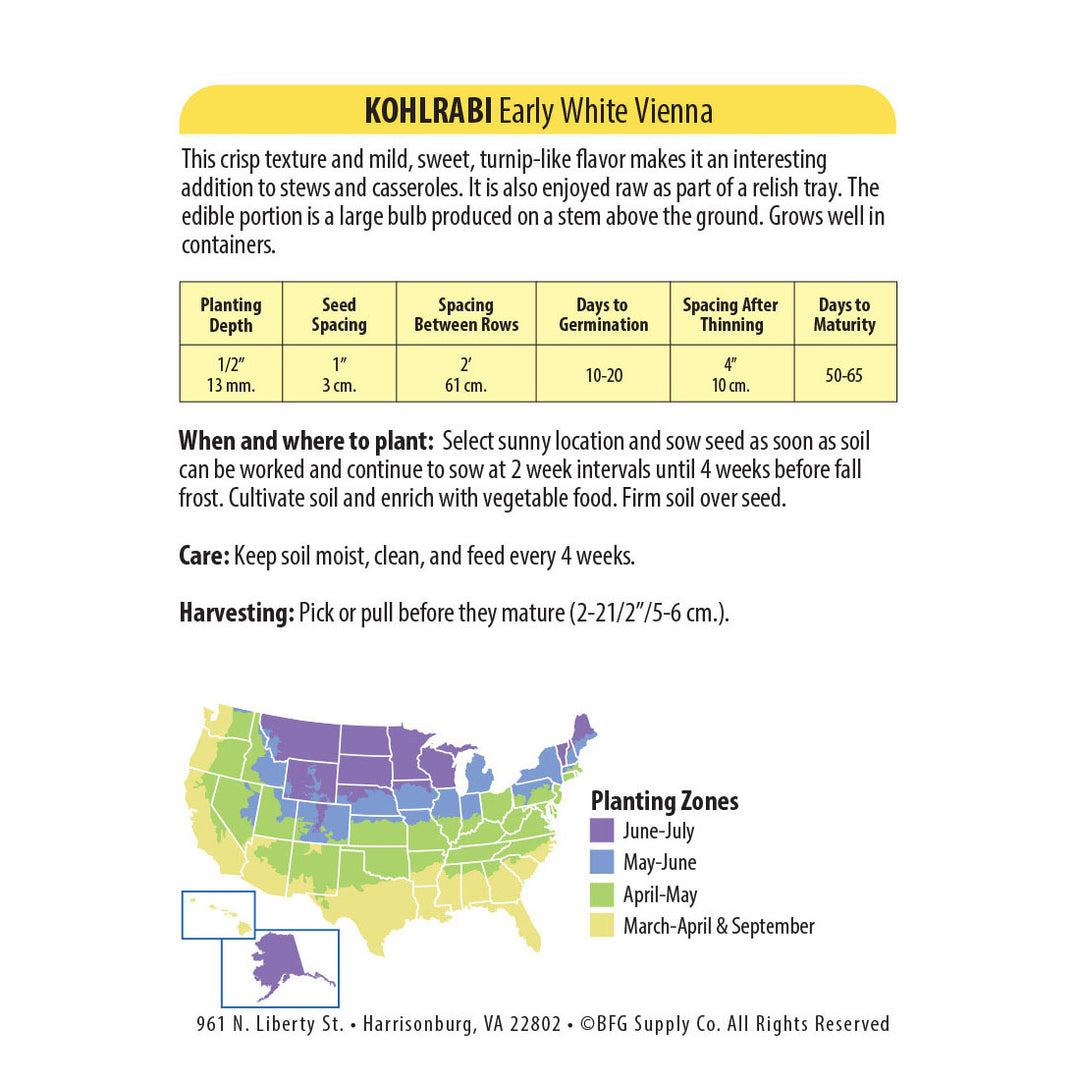 Wetsel Seed™ Early White Vienna Kohlrabi Seed