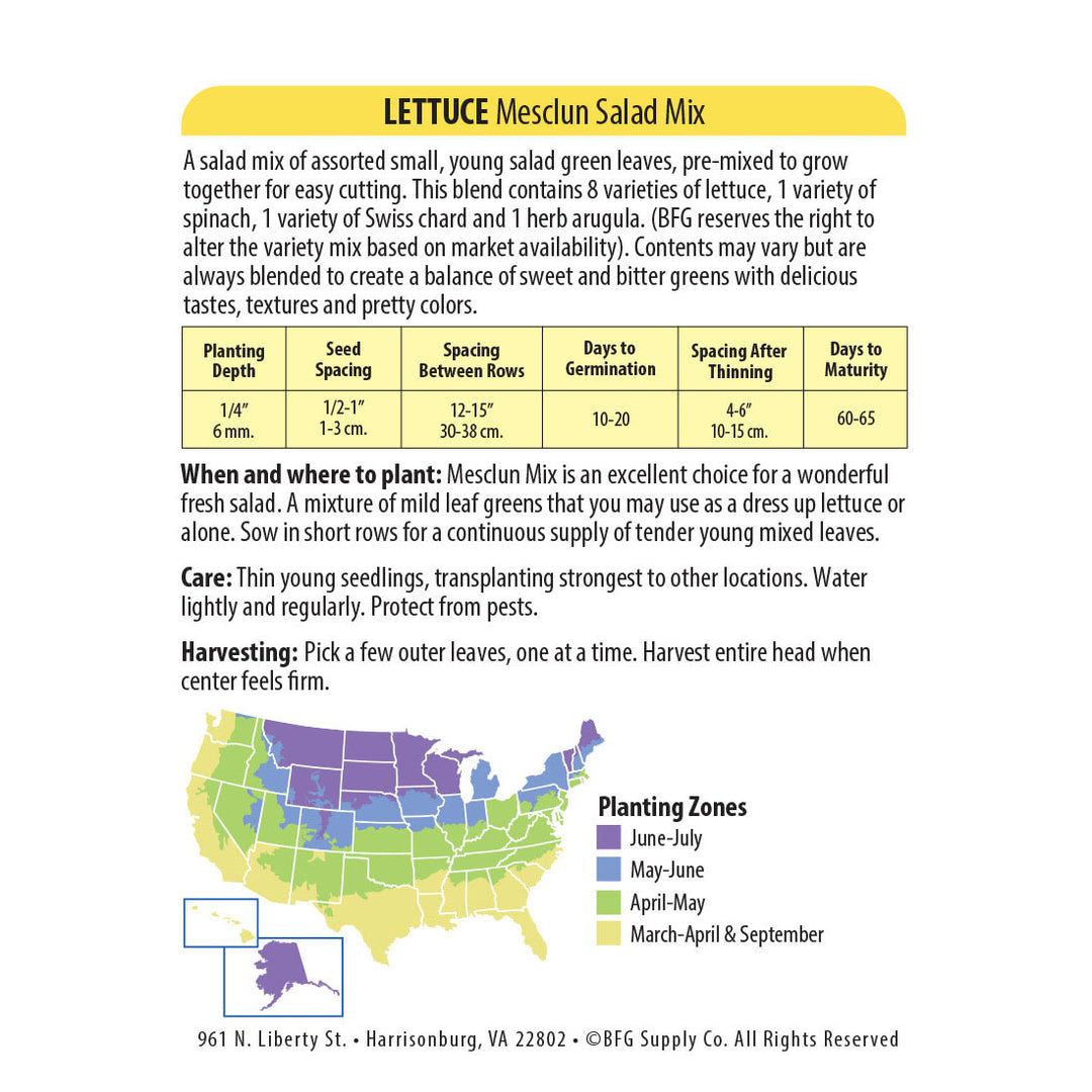 Wetsel Seed™ Mesclun Salad Mix Lettuce Seed