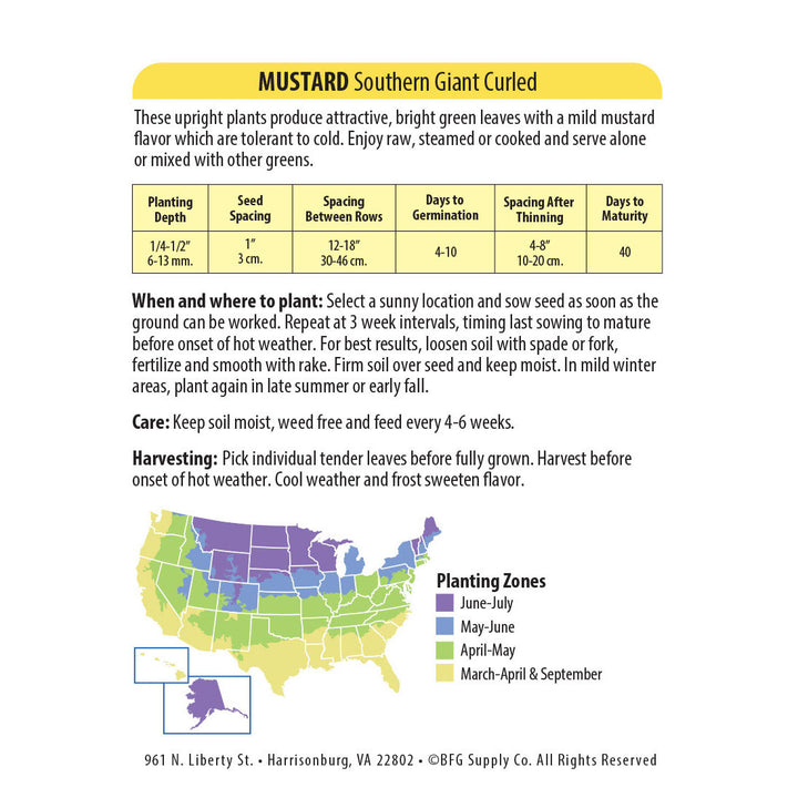 Wetsel Seed™ Mustard Southern Giant Curled Seed