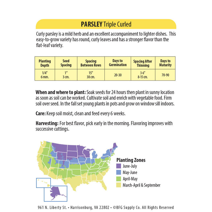Wetsel Seed™ Parsley Triple Curled Seed