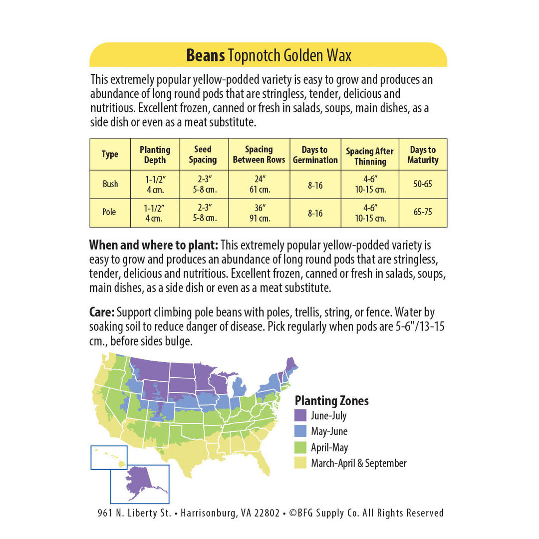 Wetsel Seed™ Bean Top Notch Golden Wax Seed