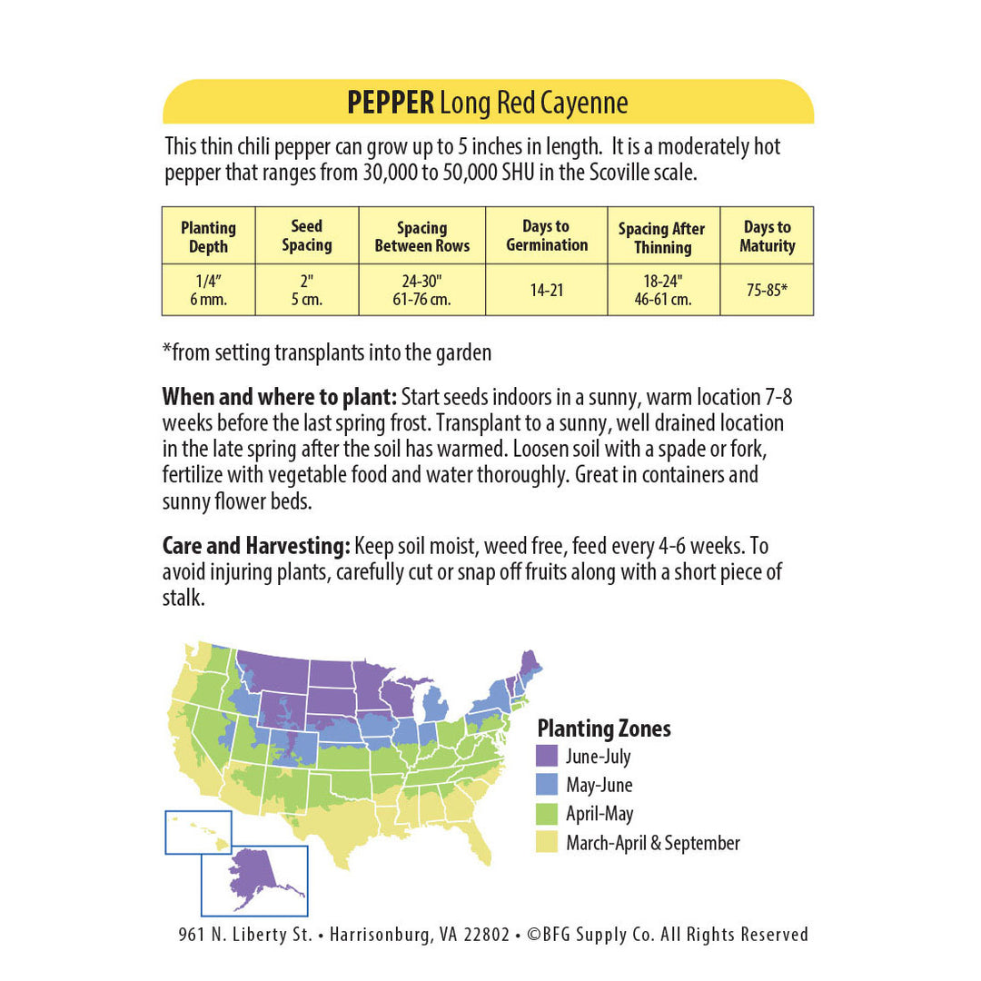 Wetsel Seed™ Long Red Cayenne Pepper Seed