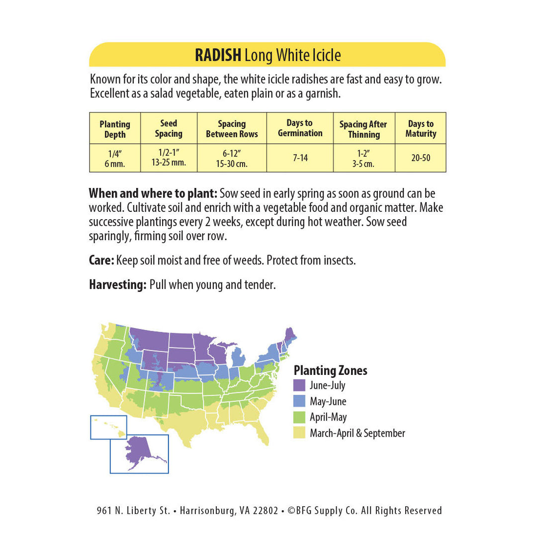 Wetsel Seed™ Radish White Icicle Seed