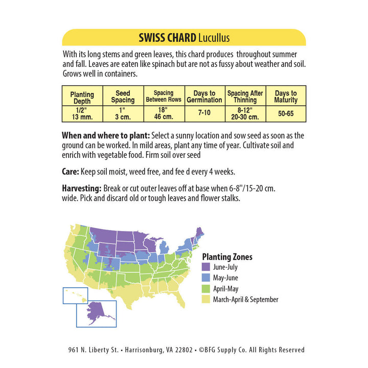 Wetsel Seed™ Swiss Chard Lucullus Seed