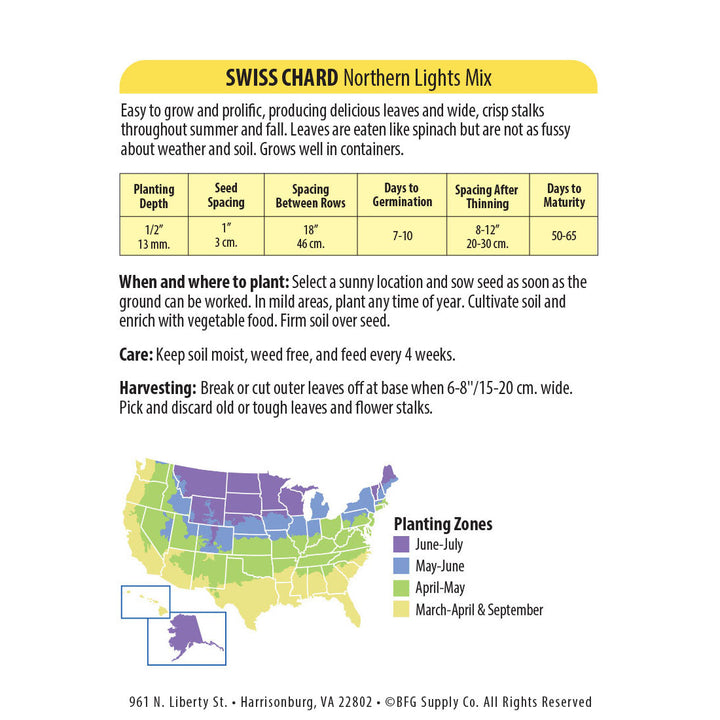 Wetsel Seed™ Northern Lights Mix Swiss Chard Seed