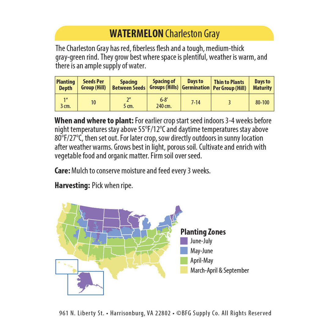 Wetsel Seed™ Watermelon Charleston Grey #133 Seed