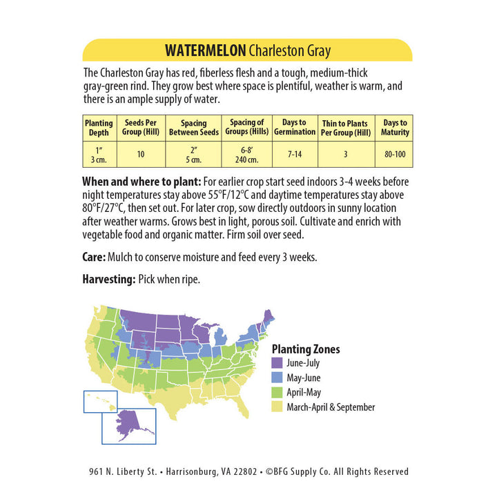 Wetsel Seed™ Watermelon Charleston Grey #133 Seed