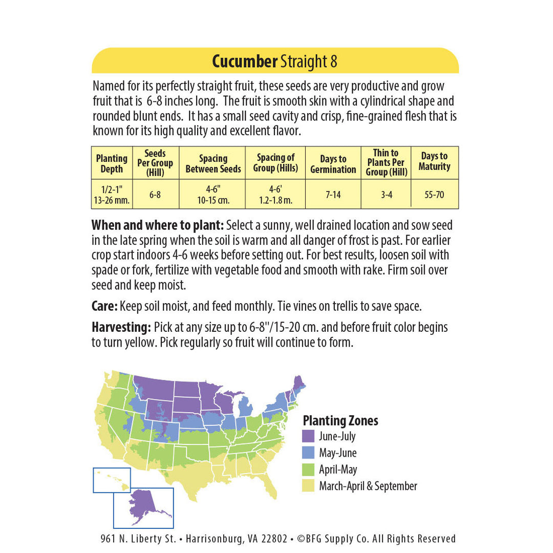 Wetsel Seed™ Organic Straight 8 Cucumber Seed