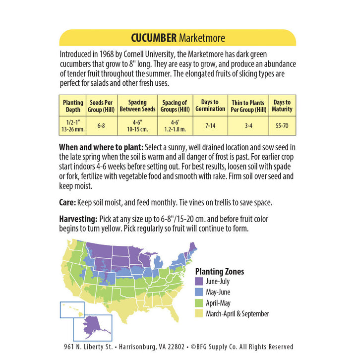 Wetsel Seed™ Organic Marketmore Cucumber Seed