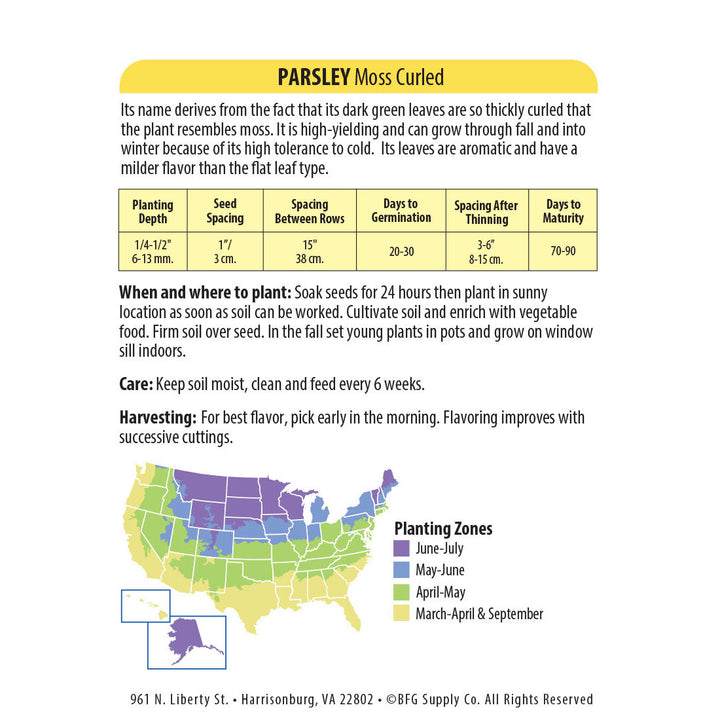 Wetsel Seed™ Organic Moss Curled Parsley Seed