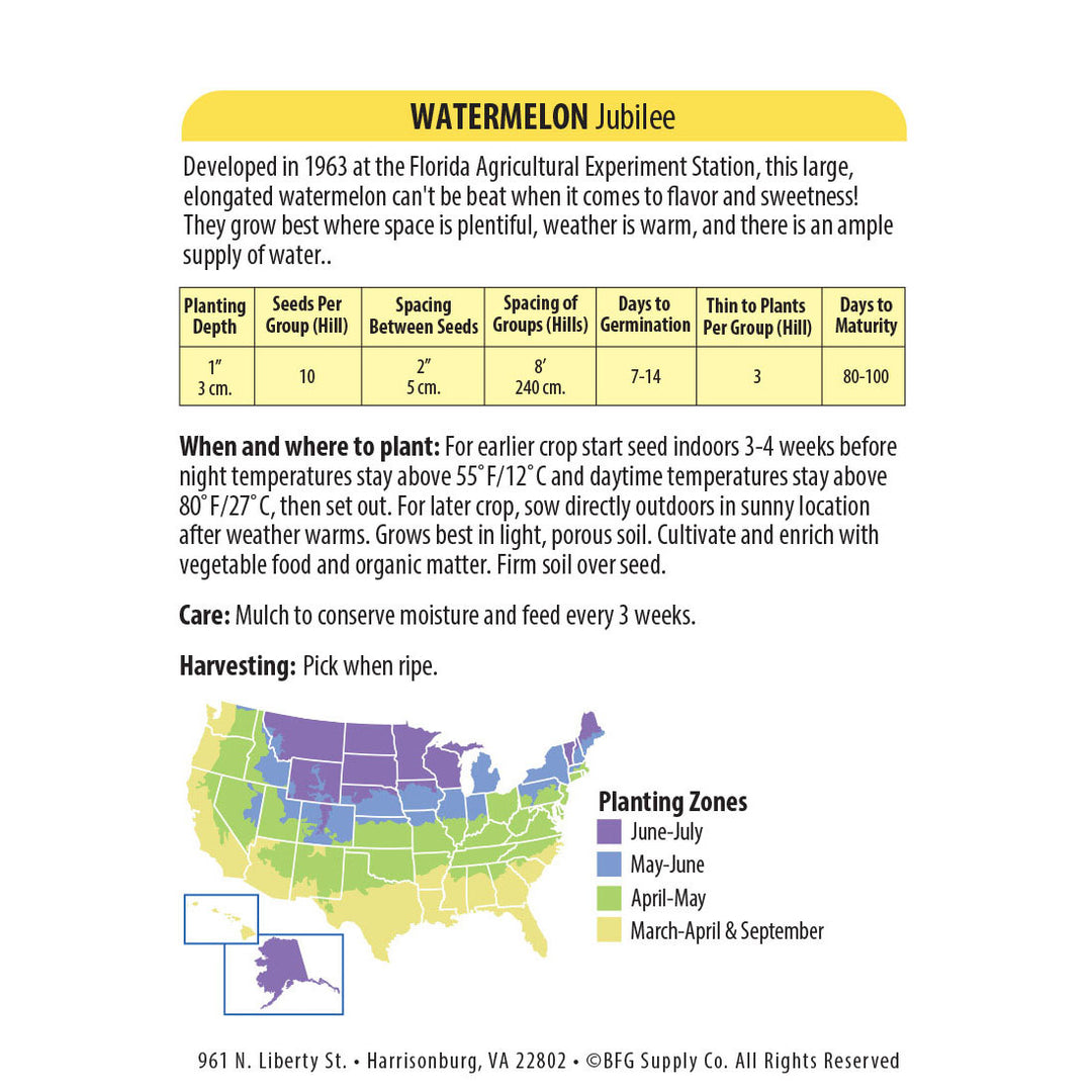 Wetsel Seed™ Organic Jubilee Watermelon Seed