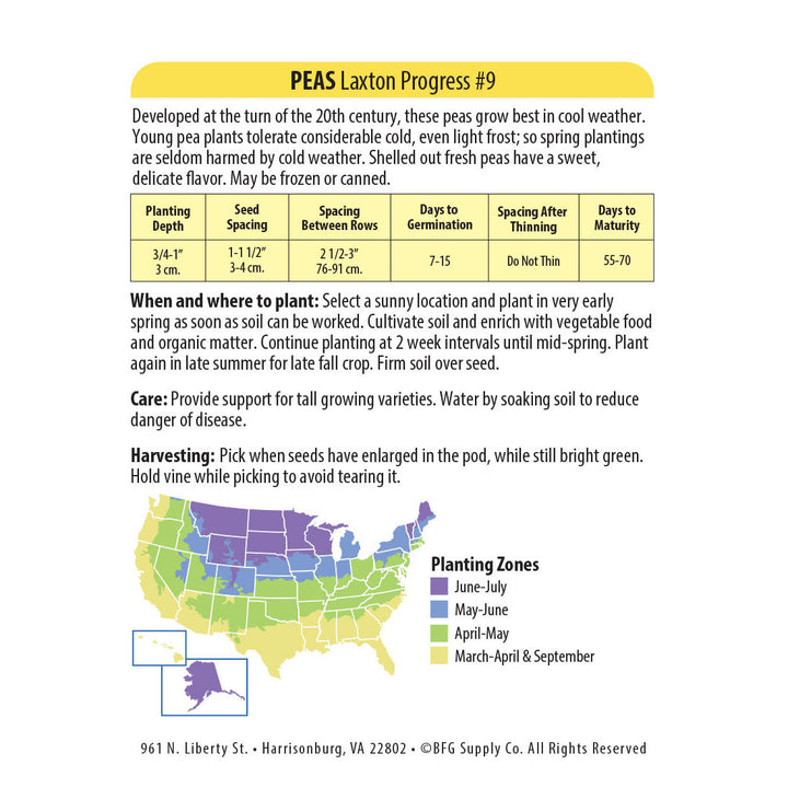 Wetsel Seed™ Peas Laxton Progress #9 Seed