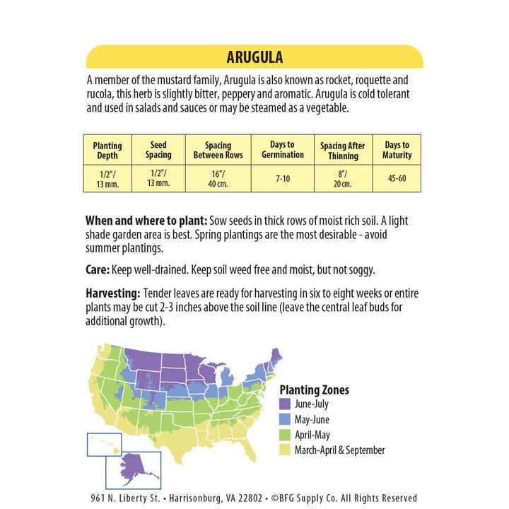 Wetsel Seed™ Arugula Rocket Seed