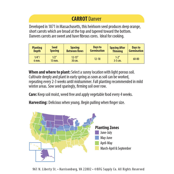 Wetsel Seed™ Heirloom Carrot Danver Seed
