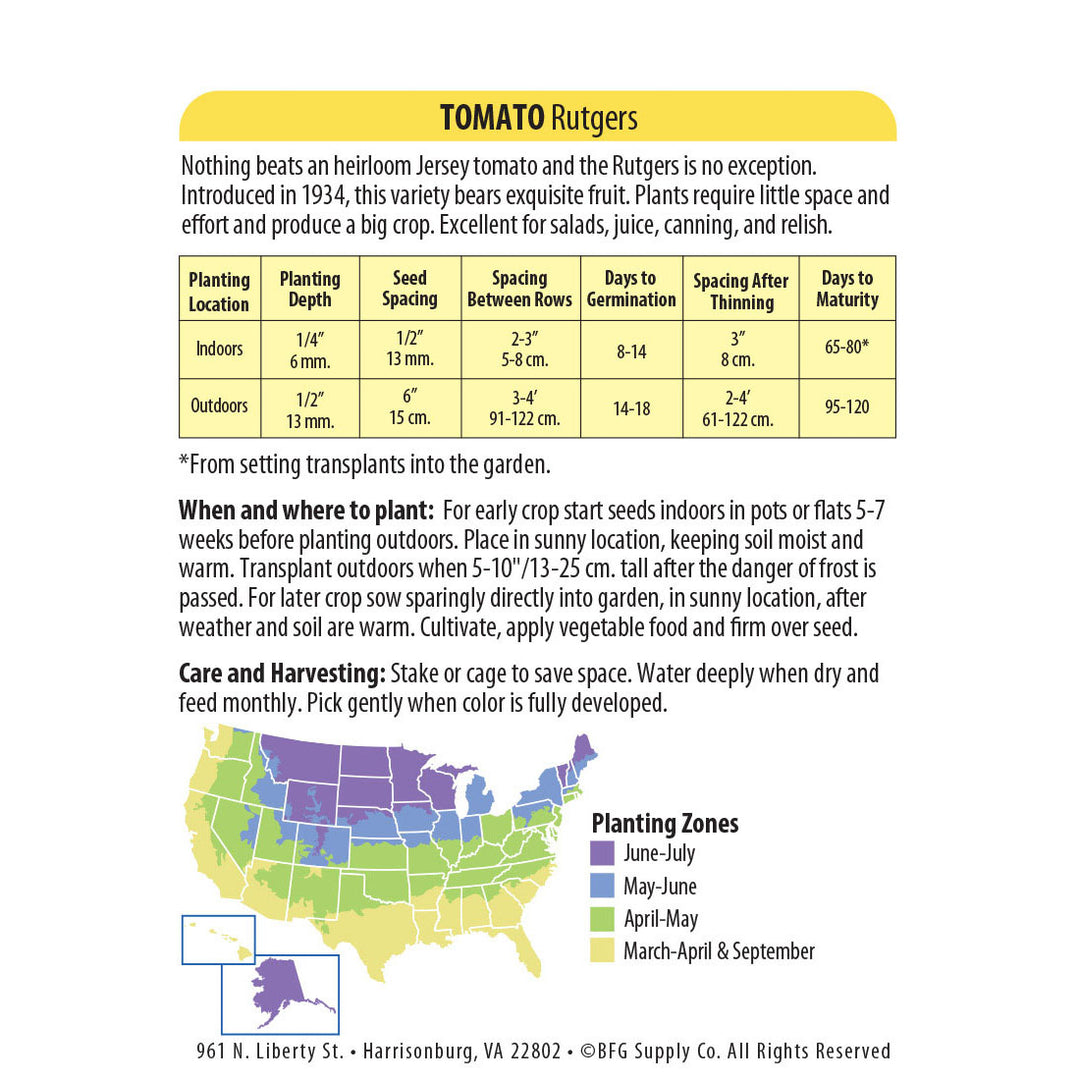 Wetsel Seed™ Heirloom Tomato Rutgers Seed