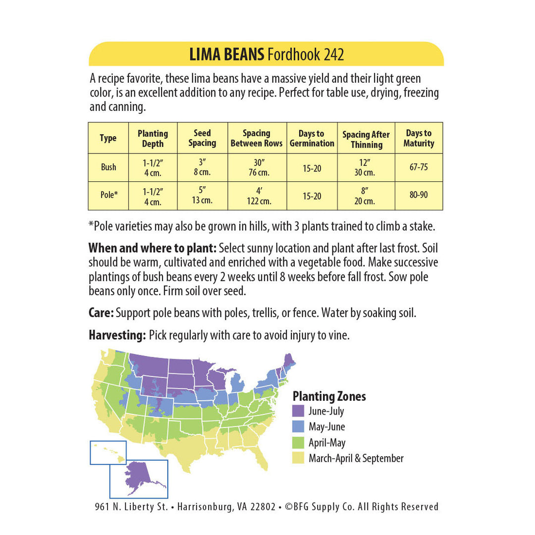 Wetsel Seed™ Bean Lima Fordhook 242 Seed