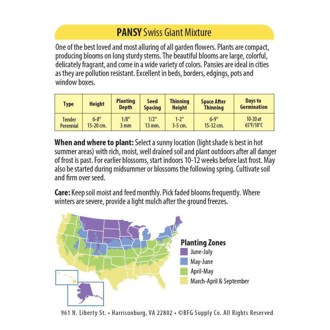Wetsel Seed™ Swiss Giant Mix Pansy Seed